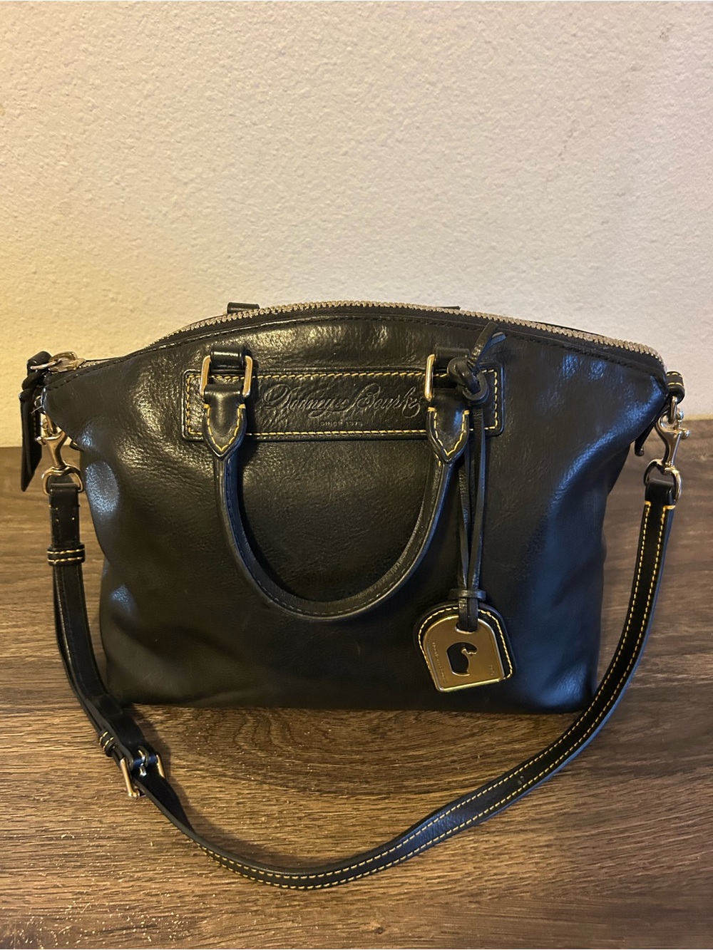 Dooney & Bourke Black Leather Satchel 2 Way Bag